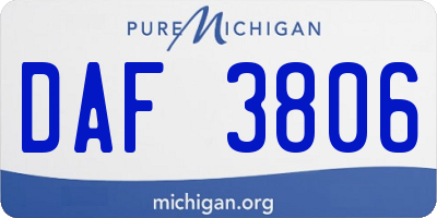 MI license plate DAF3806