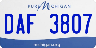 MI license plate DAF3807