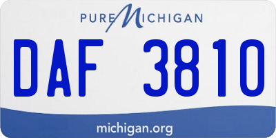 MI license plate DAF3810