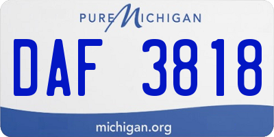 MI license plate DAF3818