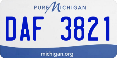 MI license plate DAF3821