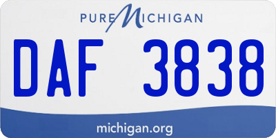 MI license plate DAF3838
