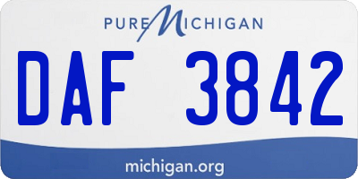 MI license plate DAF3842