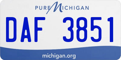 MI license plate DAF3851