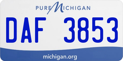MI license plate DAF3853