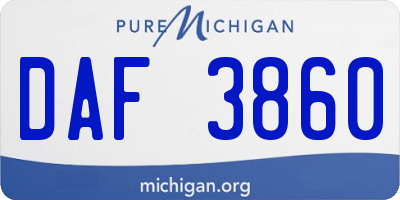MI license plate DAF3860