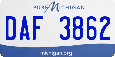MI license plate DAF3862