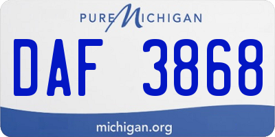 MI license plate DAF3868