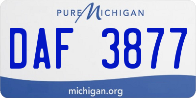 MI license plate DAF3877