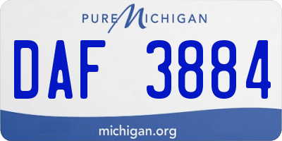 MI license plate DAF3884