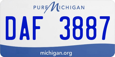 MI license plate DAF3887