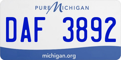MI license plate DAF3892