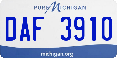 MI license plate DAF3910