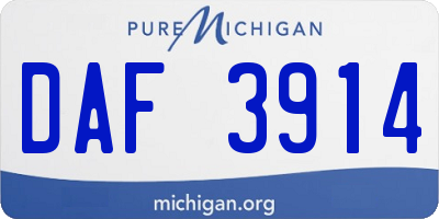MI license plate DAF3914