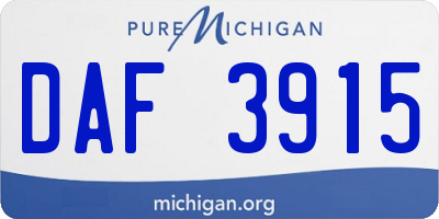 MI license plate DAF3915
