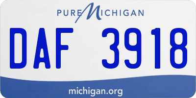 MI license plate DAF3918