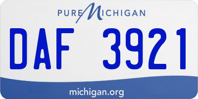 MI license plate DAF3921