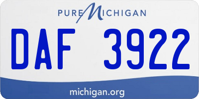 MI license plate DAF3922