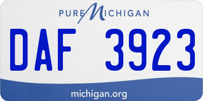 MI license plate DAF3923