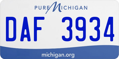MI license plate DAF3934