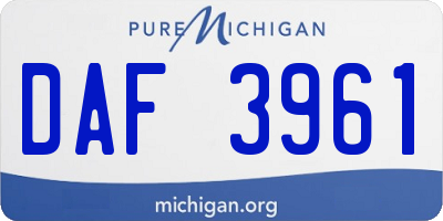 MI license plate DAF3961