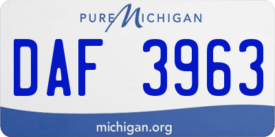 MI license plate DAF3963
