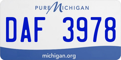 MI license plate DAF3978