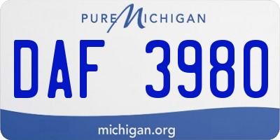 MI license plate DAF3980
