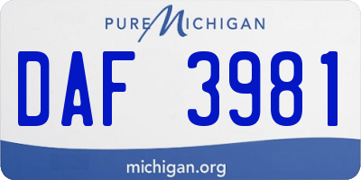 MI license plate DAF3981