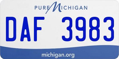 MI license plate DAF3983
