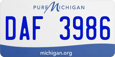 MI license plate DAF3986