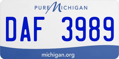 MI license plate DAF3989