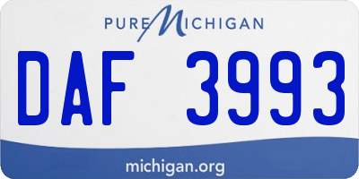 MI license plate DAF3993
