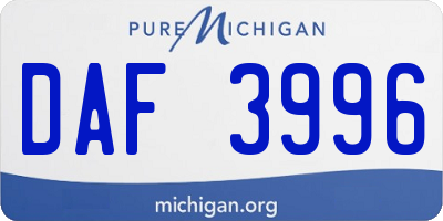 MI license plate DAF3996