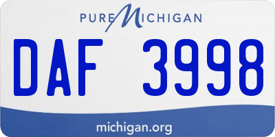 MI license plate DAF3998