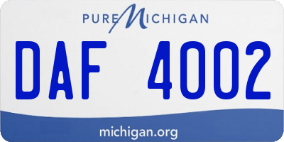 MI license plate DAF4002