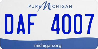 MI license plate DAF4007