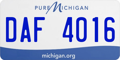 MI license plate DAF4016