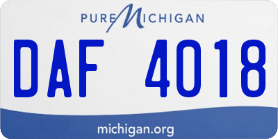 MI license plate DAF4018