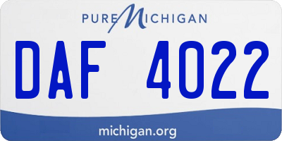 MI license plate DAF4022