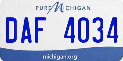 MI license plate DAF4034