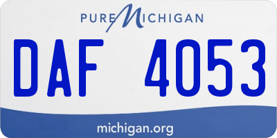 MI license plate DAF4053