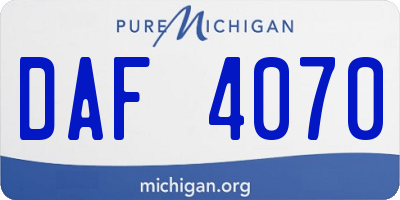 MI license plate DAF4070