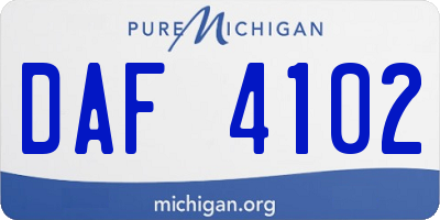 MI license plate DAF4102