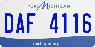 MI license plate DAF4116