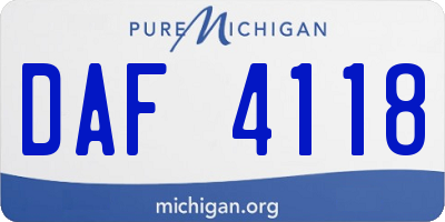 MI license plate DAF4118