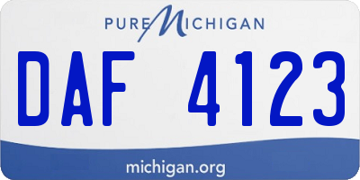 MI license plate DAF4123
