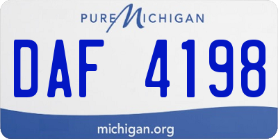 MI license plate DAF4198