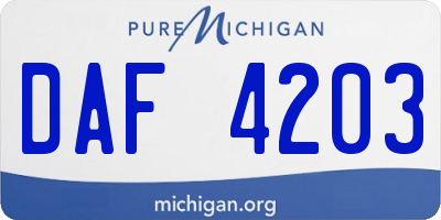 MI license plate DAF4203