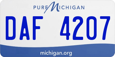 MI license plate DAF4207